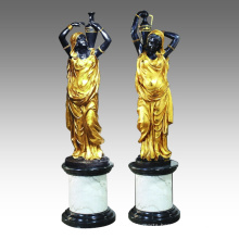 Candleholder Statue Female Candlestick Bronze Sculpture TPE-027 (R)